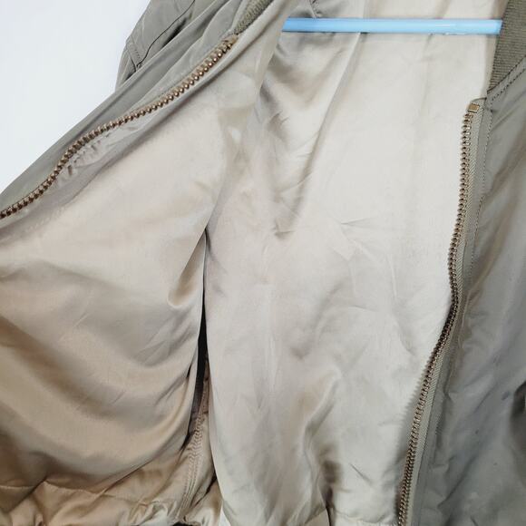 Moussy womens green MA-1 utility satin bomber jacket size medium - Picture 6 of 12